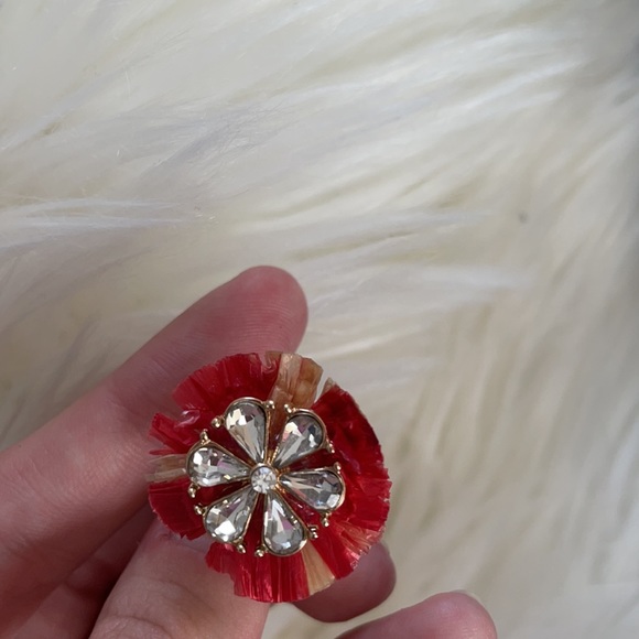 NWT Cato gold red color paper flower statement ring costume jewelry floral ring - Picture 10 of 16